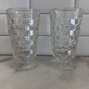 Set Of 3 WHITEHALL AMERICAN ICED TEA WATER GLASSES 6" Tumblers Cubist ClearGW994